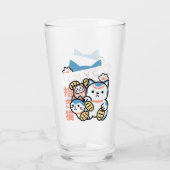 Glückskatze-Kunst – Maneki Neko mit Goldmünze Glas (Rückseite)