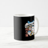 Glückskatze-Kunst – Maneki Neko mit Goldmünze Kaffeetasse (VorderseiteRechts)