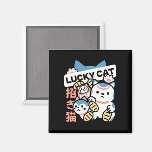 Glückskatze-Kunst – Maneki Neko mit Goldmünze Magnet