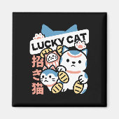Glückskatze-Kunst – Maneki Neko mit Goldmünze Magnet (Vorne)