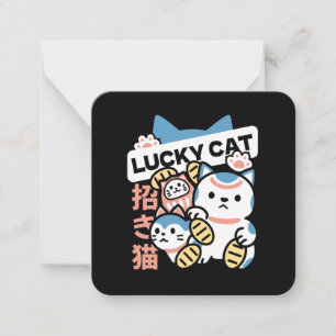 Glückskatze-Kunst – Maneki Neko mit Goldmünze Mitteilungskarte