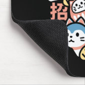Glückskatze-Kunst – Maneki Neko mit Goldmünze Mousepad (Ecke)