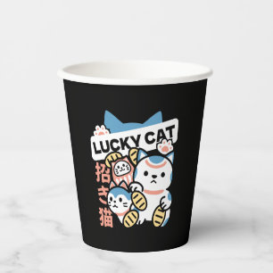Glückskatze-Kunst – Maneki Neko mit Goldmünze Pappbecher