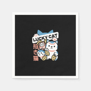 Glückskatze-Kunst – Maneki Neko mit Goldmünze Serviette