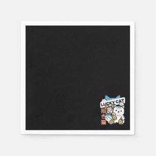 Glückskatze-Kunst – Maneki Neko mit Goldmünze Serviette