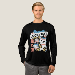 Glückskatze-Kunst – Maneki Neko mit Goldmünze Tri-Blend Shirt