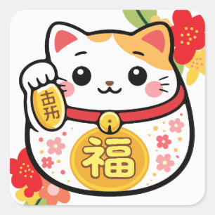Glückskatze Maneki Neko Aufkleber