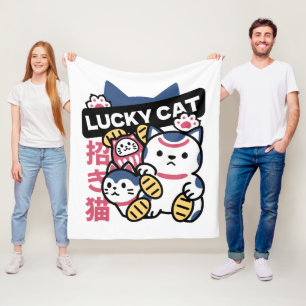 Glückskatze Maneki Neko – Japanische Glückskatze Fleecedecke