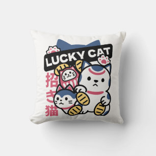 Glückskatze Maneki Neko – Japanische Glückskatze  Kissen
