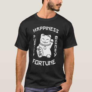 Glückskatze Maneki Neko Japanische Kawai Katze Cut T-Shirt