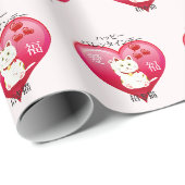 Glückskatze mit Liebe Geschenkpapier (Rolleneckpunkt)