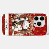 Glückskatze mit monogrammierten Goldmünzen Case-Mate iPhone Hülle (Rückseite (Horizontal))