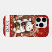 Glückskatze mit monogrammierten Goldmünzen iPhone Hülle (Rückseite (Horizontal))