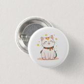 Glückskatze mit Sternen Kawaii Design Button (Vorne & Hinten)