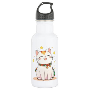 Glückskatze mit Sternen Kawaii Design Edelstahlflasche