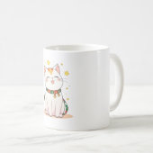 Glückskatze mit Sternen Kawaii Design Kaffeetasse (VorderseiteRechts)