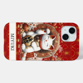 Glückskatze mit vergoldeten Münzen monogrammiert Case-Mate iPhone Hülle (Rückseite (Horizontal))