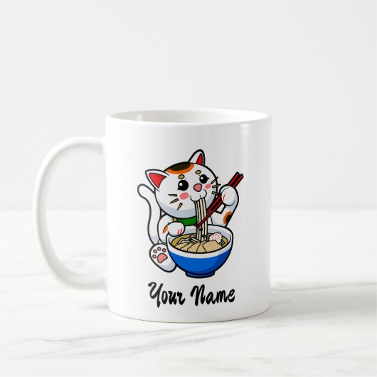 Glückskatze Ramen - Personalisiert Kaffeetasse (Links)