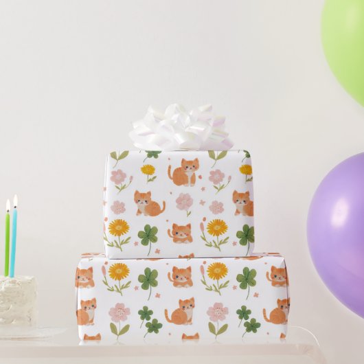 Glückskatzen und Kleeblätter Geschenkpapier (Partygeschenke)