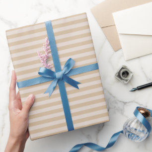 Glückskeks Brown & Buttercreme Streifen Geschenkpapier