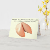 Glückskeks gegen Geburtstags-Kuchen Karte (Gelbe Blume)