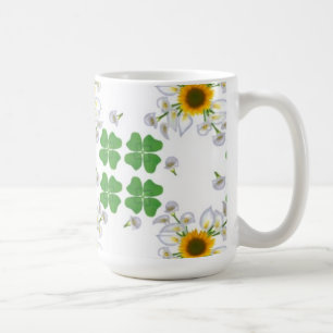 Glücksklee Clover mit Sonnenblume und Calla Lilie Kaffeetasse