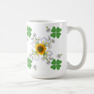 Glücksklee Klee mit Sonnenblume und Calla Lilie Kaffeetasse