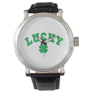 Glücksklee Saint Patricks Day Beidseitig Bedruckt Armbanduhr