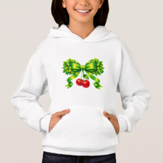 Glücksklee-Schleife mit Kirschen im grünen Design Hoodie
