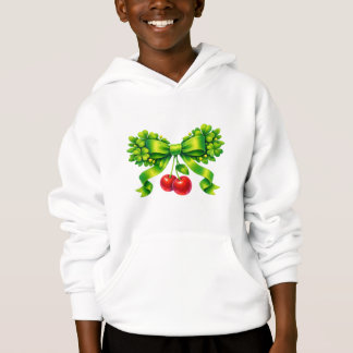 Glücksklee-Schleife mit Kirschen im grünen Design Hoodie