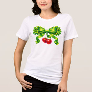 Glücksklee-Schleife mit Kirschen im grünen Design Tri-Blend Shirt