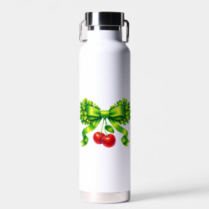 Glücksklee-Schleife mit Kirschen im grünen Design Trinkflasche