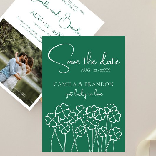 Glücksklee Smaragdgrün Foto Save the Date