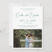 Glücksklee Smaragdgrün Foto Save the Date (Rückseite)