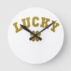 Glücksklee St. Patrick Runde Wanduhr