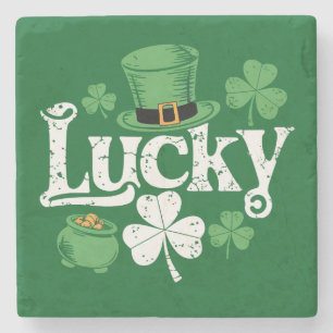 Glücksklee St. Patrick's Day Shamrock Vintage Steinuntersetzer