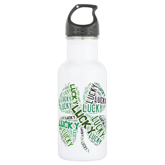 Glücksklee-Wortkunst Trinkflasche (Vorderseite)