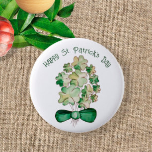 Glückskleeblatt-Wasserfarbenkunst Button