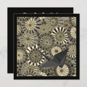 Glückskrane mit japanischem Fanmuster Einladung (Vorne/Hinten)