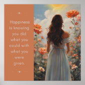 Glücksmädchen mit Blumen Inspirationsposter Poster (Vorne)