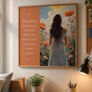 Glücksmädchen mit Blumen Inspirationsposter Poster
