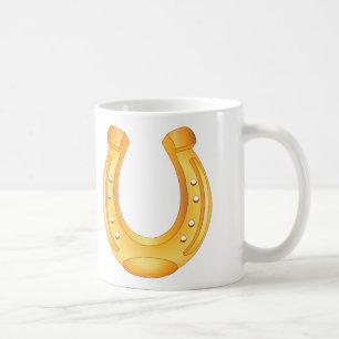 Glücksmünze Goldenes Hufeisen Kaffeetasse
