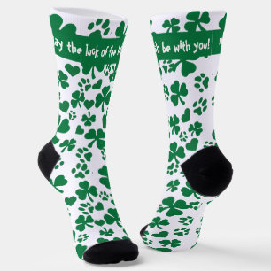 Glücksocke mit Shamrock-Pfotenabdruck – St. Patric Socken