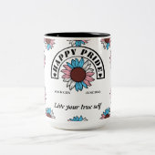 Glückspilz für LGBTQ: Sonnenblume in Transgender-F Zweifarbige Tasse (Mittel)