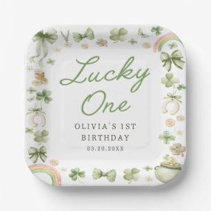 Glückspilz Shamrock 1. Geburtstag Papier Teller