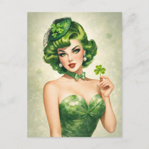 Glückspilz-Shamrock-Pin-Up-Girl-Postkarte Feiertagspostkarte