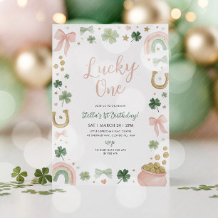 Glückspilz! St. Patricks Tag 1. Geburtstag Rosa Gr Einladung