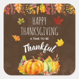 Glückspilze zum Erntedanken und Herbstblätter Quadratischer Aufkleber