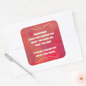 Glücksquote auf einem orangefarbenen Abstrakte Quadratischer Aufkleber (Umschlag)