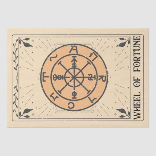 Glücksrad Tarot-Karte Kräutern Blätter Seidenpapier (Vorderseite)